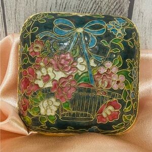 Floral Cloissone Enamel Trinket Box